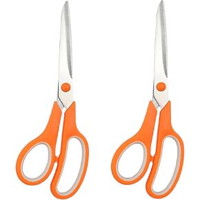 2 Pcs Orange 8" Student Scissors, Multifunctional Scissors, Professional Stainless Steel Comfort Grip, Handmade Projects Suitable for Students, Comfort Right/Left Handed Cutting and Measuring Devices in Kuwait