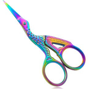 مقص قوس قزح اللقلق مقاس 3.6 بوصة، طرف حاد إضافي، مقص تطريز صغير لتصميم رافعة من الفولاذ المقاوم للصدأ، مقص خياطة لقطع الغرز، مقص الطيور الفنية والحرفية. in Kuwait