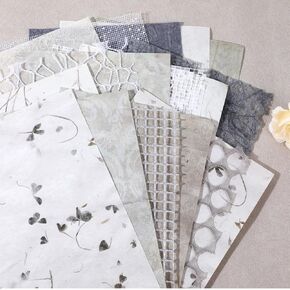 IANFAN 20 Sheets A5 Textured Scrapbook Paper & Mesh Fabric Set, Handmade Scrapbook Art Paper Craft Textured Papers Mix for Scrapbooking Junk Journal Card DIY in Kuwait