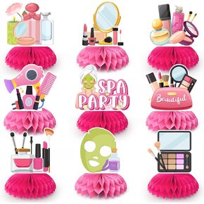 Spa Party Decorations, 9pcs Spa Honeycomb Centerpieces/Make Up Table Decorations/Spa Centerpieces for Tables/Spa Birthday Party Centerpieces, Spa Day Centerpiece for Makeup Birthday Party Decorations in Saudi Arabia