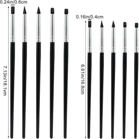 10PCS Silicone Paint Brushes Artwork Shaping Pen Flexible Clay Thick and Thin Tip for Carving Professional Sculpting Tools Mirror Powder Application Black in Saudi Arabia