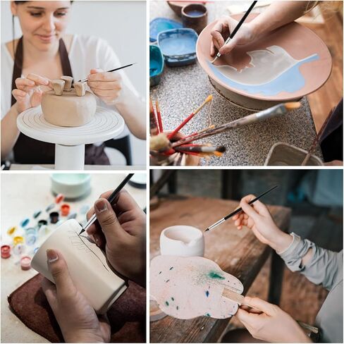 10PCS Silicone Paint Brushes Artwork Shaping Pen Flexible Clay Thick and Thin Tip for Carving Professional Sculpting Tools Mirror Powder Application Black in Saudi Arabia