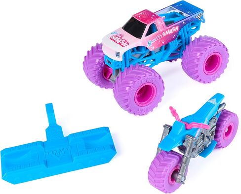 Monster Jam, Official Sparkle Smash Monster Truck and Dirt Bike 2-Pack with Accessory, 1:64 Scale, Kids Toys for Boy and Girls Ages 3 and up in Saudi Arabia