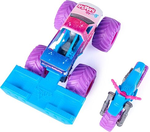 Monster Jam, Official Sparkle Smash Monster Truck and Dirt Bike 2-Pack with Accessory, 1:64 Scale, Kids Toys for Boy and Girls Ages 3 and up in Saudi Arabia