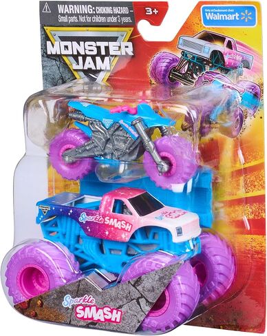 Monster Jam, Official Sparkle Smash Monster Truck and Dirt Bike 2-Pack with Accessory, 1:64 Scale, Kids Toys for Boy and Girls Ages 3 and up in Saudi Arabia