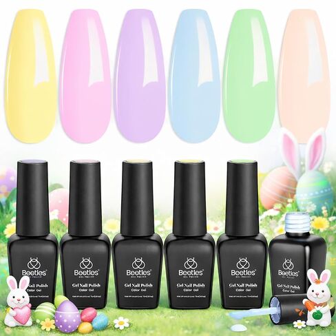 Beetles Gel Nail Polish,6 Colors Pearl Gel Nail Polish Shimmer Mermaid Gel Polish White Pink Blue Glitter Nail Polish Shell Swirl Thread Effect Soak Off UV LED Gel for Salon Home DIY Manicure in Saudi Arabia