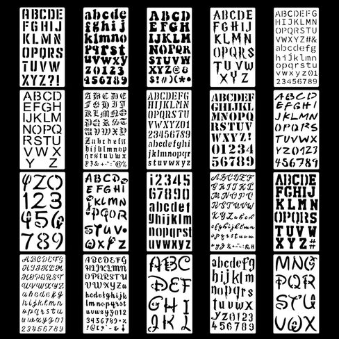 20 PCS Small Letter Stencils 1/2 Inch for Painting, Stencils for Scrapbooking Letters, Letter and Number Stencil for Painting, Plastic Alphabet Stencil for Journal Notebook DIY Craft Projects in Saudi Arabia