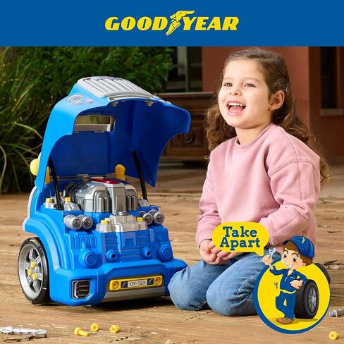 مجموعة محرك لعبة Good Year Pretend Play Take Apart للأطفال - 48 قطعة ألعاب ميكانيكية لشاحنة السيارة لعبة محرك ممتعة للأطفال بعمر 3 سنوات فما فوق من Red Toolbox in Kuwait