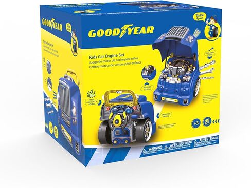 مجموعة محرك لعبة Good Year Pretend Play Take Apart للأطفال - 48 قطعة ألعاب ميكانيكية لشاحنة السيارة لعبة محرك ممتعة للأطفال بعمر 3 سنوات فما فوق من Red Toolbox in Kuwait
