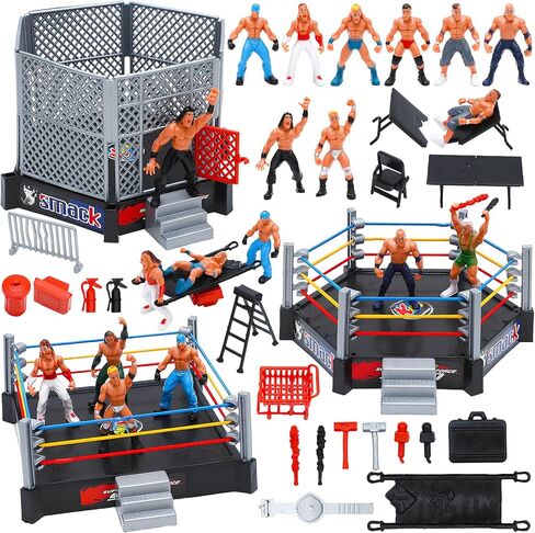 ONEST 37 Pieces Wrestling Figures Wrestlers Playset Wrestling Action Figures for Gift Cool Cake Toppers in Saudi Arabia