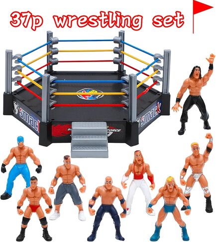 ONEST 37 Pieces Wrestling Figures Wrestlers Playset Wrestling Action Figures for Gift Cool Cake Toppers in Saudi Arabia