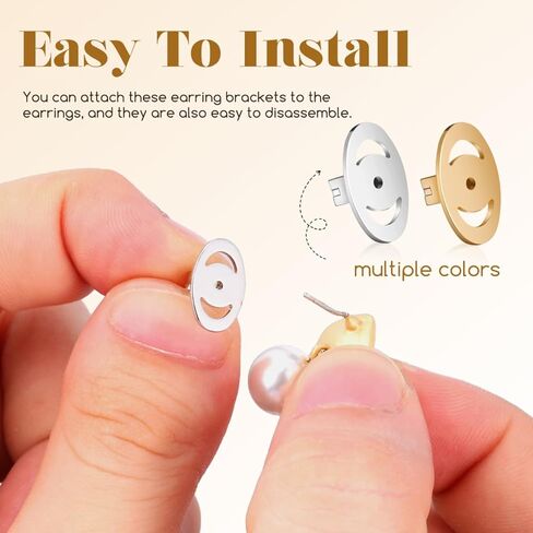 NOLITOY2 أزواج من الأقراط الثقيلة تدعم الظهر وقفل الظهر للأذنين المتدلية لاستبدال الأطواق المرصعة والأقراط المتدلية in Kuwait