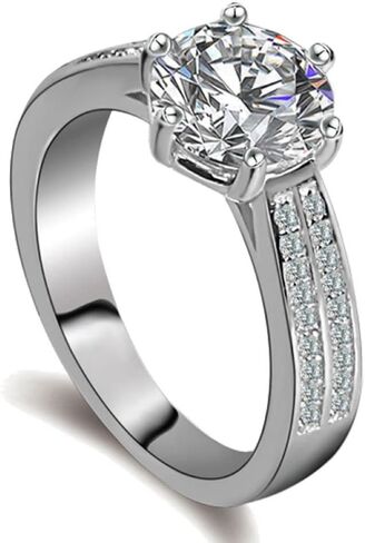 925 Sterling Silver Shiny Classic Cubic Zirconia Rings Diamond Rings for Women Jewelry Findings Earring Backs Findings (US Code 9) in Saudi Arabia