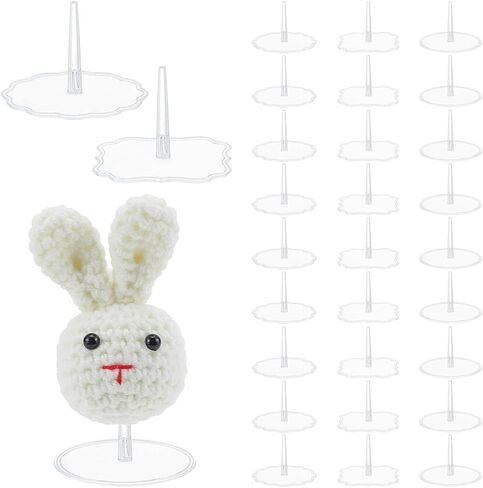 OLYCRAFT 30 Packs 3 Styles Crochet Doll Stand Plastic Miniature Display Stand Crochet Emotional Support Stands Transparent Doll Holder with Base for Miniature Displays and Craft Projects in Saudi Arabia
