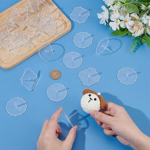 OLYCRAFT 30 Packs 3 Styles Crochet Doll Stand Plastic Miniature Display Stand Crochet Emotional Support Stands Transparent Doll Holder with Base for Miniature Displays and Craft Projects in Saudi Arabia
