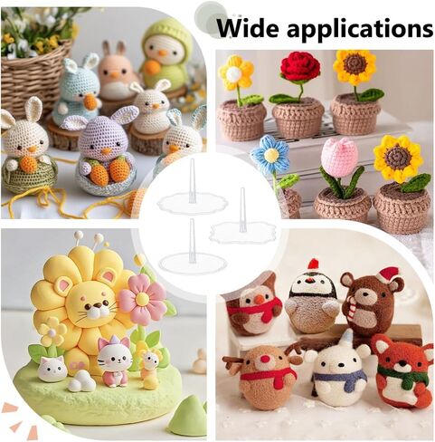 OLYCRAFT 30 Packs 3 Styles Crochet Doll Stand Plastic Miniature Display Stand Crochet Emotional Support Stands Transparent Doll Holder with Base for Miniature Displays and Craft Projects in Saudi Arabia