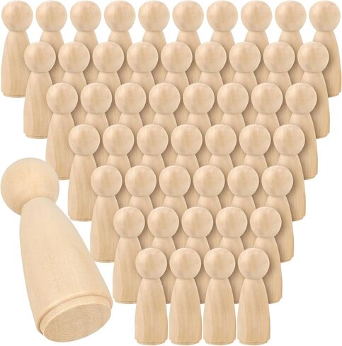 MOUYAT 100 PCS 5/8 x 1-3/4 Inch Wooden Peg Dolls, Unfinished Angel Girl Wood Peg People Doll Bodies, Wooden People Figures for Painting, Craft Art Projects in Saudi Arabia
