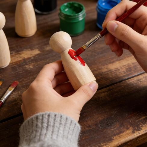 MOUYAT 100 PCS 5/8 x 1-3/4 Inch Wooden Peg Dolls, Unfinished Angel Girl Wood Peg People Doll Bodies, Wooden People Figures for Painting, Craft Art Projects in Saudi Arabia