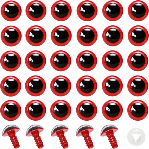 BESTCYC 100pcs 10mm Red Plastic Safety Eyes Craft Eyes with Washers for Amigurumi Dolls Plush Animals DIY Craft Lovers Doll Makers Crochet Craft Supplies in Saudi Arabia