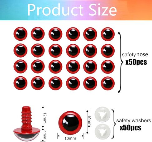BESTCYC 100pcs 10mm Red Plastic Safety Eyes Craft Eyes with Washers for Amigurumi Dolls Plush Animals DIY Craft Lovers Doll Makers Crochet Craft Supplies in Saudi Arabia