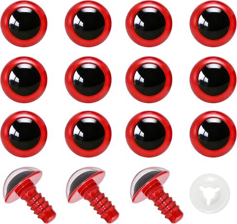 BESTCYC 100pcs 10mm Red Plastic Safety Eyes Craft Eyes with Washers for Amigurumi Dolls Plush Animals DIY Craft Lovers Doll Makers Crochet Craft Supplies in Saudi Arabia