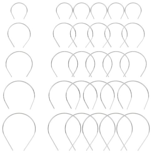 FREEBLOSS 30Pcs Dolls Hair Hoop Tiny Metal Doll Headband Doll Hair Accessories, Silver Plain Blank Hard Metal Headbands DIY Craft Accessories 5 Sizes in Saudi Arabia