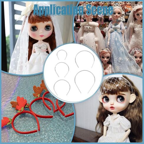FREEBLOSS 30Pcs Dolls Hair Hoop Tiny Metal Doll Headband Doll Hair Accessories, Silver Plain Blank Hard Metal Headbands DIY Craft Accessories 5 Sizes in Saudi Arabia