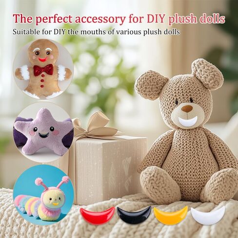 ZORZA 200Pcs Cute Plastic Safety Mouths Crescent Moon Shaped Mouth Lips for DIY Stuffed Animals and Plush Crafts Cartoon Safety Eyes Noses Buttons for Doll Making and Crafting Accessories in Saudi Arabia