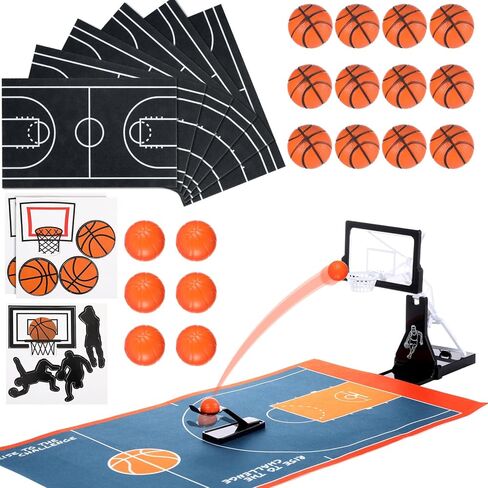 Soulchen 36 Pcs Basketball Table Decorations Centerpieces Kit Basketball Hoop Mini Balls Game Felt Basketballs Court Mats Centerpiece Player Silhouette Decor for Birthday Baby Shower Party in Saudi Arabia