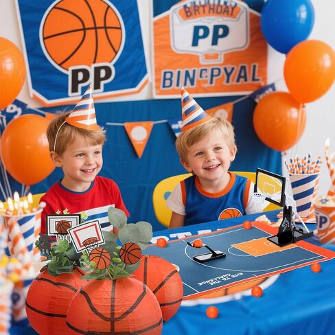 Soulchen 36 Pcs Basketball Table Decorations Centerpieces Kit Basketball Hoop Mini Balls Game Felt Basketballs Court Mats Centerpiece Player Silhouette Decor for Birthday Baby Shower Party in Saudi Arabia