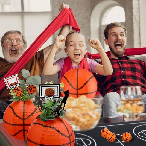 Soulchen 36 Pcs Basketball Table Decorations Centerpieces Kit Basketball Hoop Mini Balls Game Felt Basketballs Court Mats Centerpiece Player Silhouette Decor for Birthday Baby Shower Party in Saudi Arabia