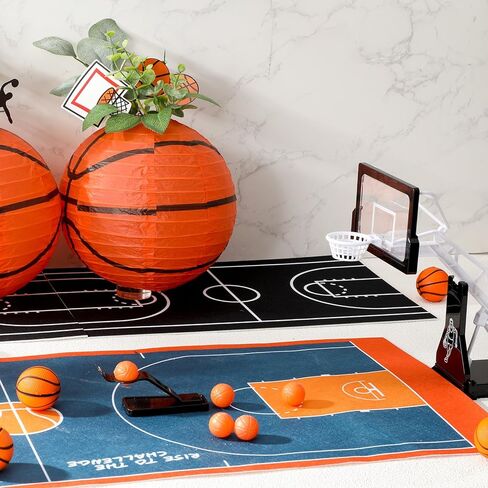Soulchen 36 Pcs Basketball Table Decorations Centerpieces Kit Basketball Hoop Mini Balls Game Felt Basketballs Court Mats Centerpiece Player Silhouette Decor for Birthday Baby Shower Party in Saudi Arabia