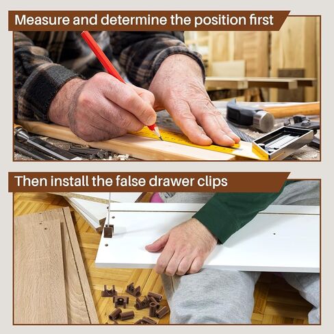 Juexica False Cabinet Front Clip False Drawer Front Clips Sink Tip out Snap with Screws Screwdrivers for Hardware Replacements (16 Pairs,Brown) in Saudi Arabia