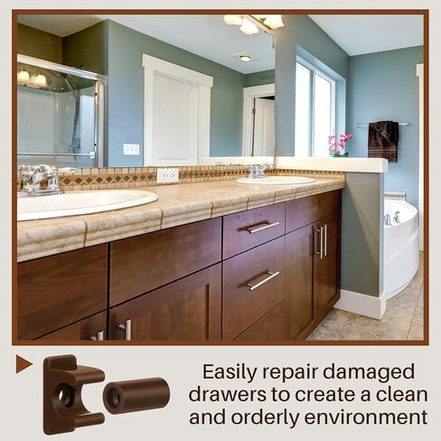 Juexica False Cabinet Front Clip False Drawer Front Clips Sink Tip out Snap with Screws Screwdrivers for Hardware Replacements (16 Pairs,Brown) in Saudi Arabia