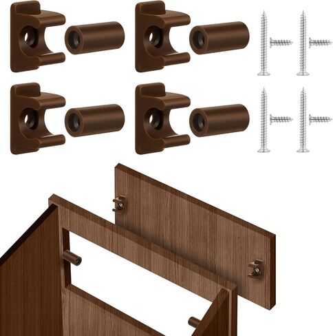 Juexica False Cabinet Front Clip False Drawer Front Clips Sink Tip out Snap with Screws Screwdrivers for Hardware Replacements (16 Pairs,Brown) in Saudi Arabia