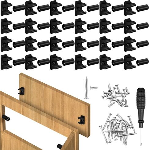 Juexica False Cabinet Front Clip False Drawer Front Clips Sink Tip out Snap with Screws Screwdrivers for Hardware Replacements (16 Pairs,Brown) in Saudi Arabia