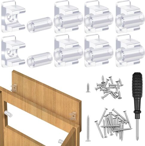 Juexica False Cabinet Front Clip False Drawer Front Clips Sink Tip out Snap with Screws Screwdrivers for Hardware Replacements (16 Pairs,Brown) in Saudi Arabia