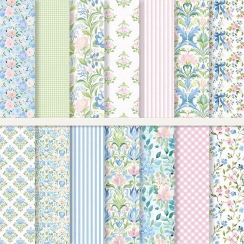 28 Sheets Hydrangea Pattern Paper Pink Blue Floral Scrapbook Specialty Paper Double Sided for Spring Summer DIY Crafts Card Making, 11.8 x 11.8 Inch in Saudi Arabia