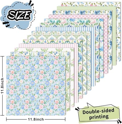28 Sheets Hydrangea Pattern Paper Pink Blue Floral Scrapbook Specialty Paper Double Sided for Spring Summer DIY Crafts Card Making, 11.8 x 11.8 Inch in Saudi Arabia