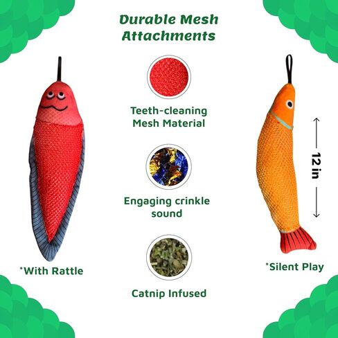 Meowy Cat Wand Toy – Cat Fishing Pole Toy with Reel The Cat Fish Ultimate Wand, Telescopic Fiberglass Interactive Teaser Wand for Indoor Cats with Catnip Dental Mesh Attachments in Saudi Arabia