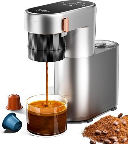 C1 Pro Compact Mini Espresso Machine with NS Capsule & Ground Coffee, Rechargeable Portable Espresso Maker, Electric Small Espresso Machine for Travel RV Car Camping Hiking Office Home with Rich Crema in Saudi Arabia
