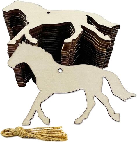 30 Pack 4 Inch Wood Horse Cutouts Unfinished Wooden Horses Crafts for Door Hanger Decor Halloween Christmas Wedding Birthday Party Thanksgiving Day Decoration in Saudi Arabia