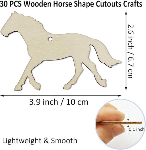 30 Pack 4 Inch Wood Horse Cutouts Unfinished Wooden Horses Crafts for Door Hanger Decor Halloween Christmas Wedding Birthday Party Thanksgiving Day Decoration in Saudi Arabia