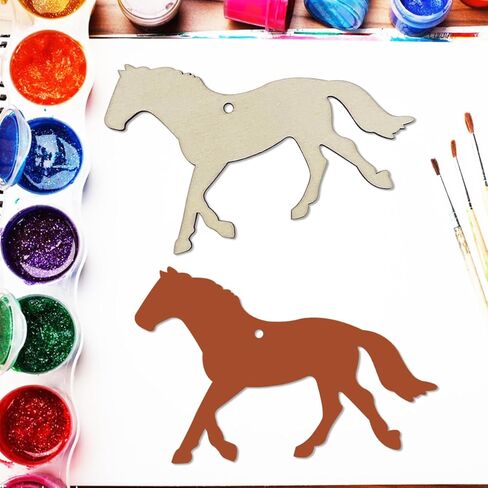 30 Pack 4 Inch Wood Horse Cutouts Unfinished Wooden Horses Crafts for Door Hanger Decor Halloween Christmas Wedding Birthday Party Thanksgiving Day Decoration in Saudi Arabia