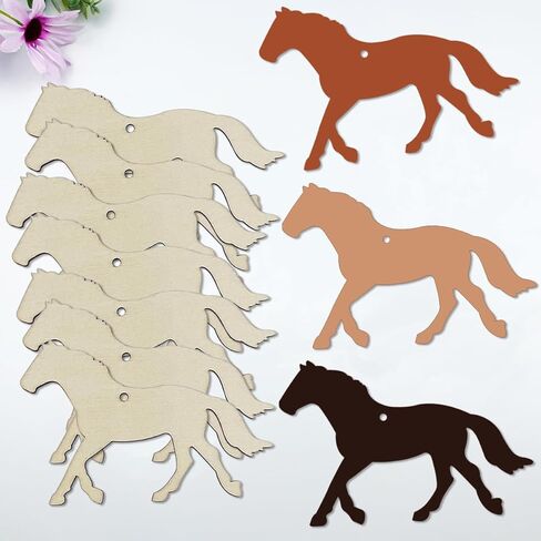 30 Pack 4 Inch Wood Horse Cutouts Unfinished Wooden Horses Crafts for Door Hanger Decor Halloween Christmas Wedding Birthday Party Thanksgiving Day Decoration in Saudi Arabia