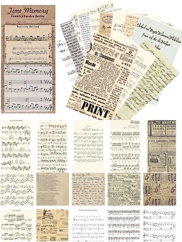60 Sheets Vintage Scrapbook Supplies Pack, 30 Music/Letter Patterns Mini Decorative Paper for Junk Journal, Diary Embellishment & Craft Stationery in Saudi Arabia