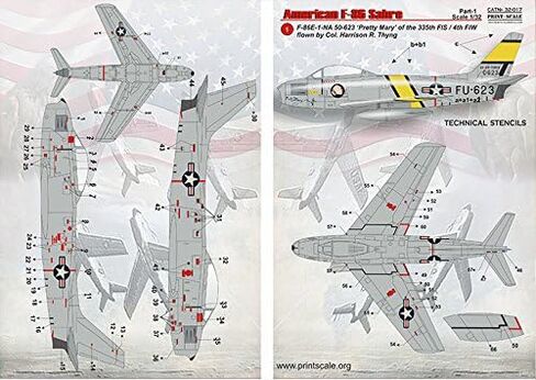 Wet Decal for Airplane American F-86 Sabre Part-1 WWII 1/32 PRINT SCALE 32-017 in Saudi Arabia
