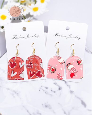 Puocaon Valentines Clay Transfer Paper - 4 Design 20 Pcs Transfer Paper for Polymer Clay Jewelry, Heart Pattern Transfer Sheets for Polymer Clay Earrings Making, Gnome Love Letter Transfer Papers Set in Saudi Arabia