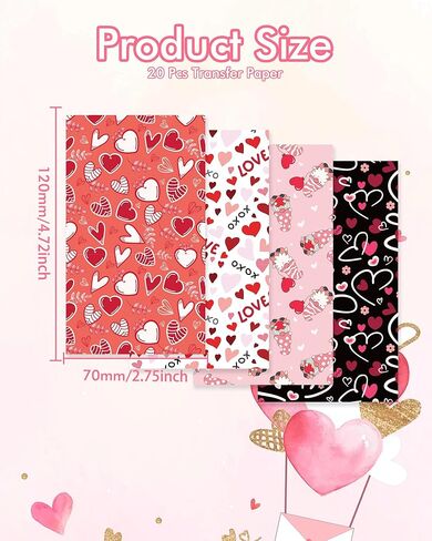 Puocaon Valentines Clay Transfer Paper - 4 Design 20 Pcs Transfer Paper for Polymer Clay Jewelry, Heart Pattern Transfer Sheets for Polymer Clay Earrings Making, Gnome Love Letter Transfer Papers Set in Saudi Arabia