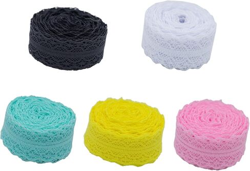 5 Rolls Vintage Floral Lace Trim Ribbon - Each of 10 Yards x 1.18 Inch | Polyester Craft Lace for Sewing, Gift Wrapping, Wedding Decor | DIY Supplies, 50 Yards in Total in Saudi Arabia